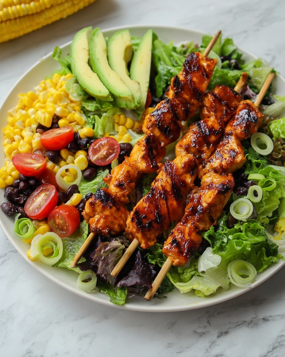 Grilled BBQ Chicken Skewer Salad Recipe
