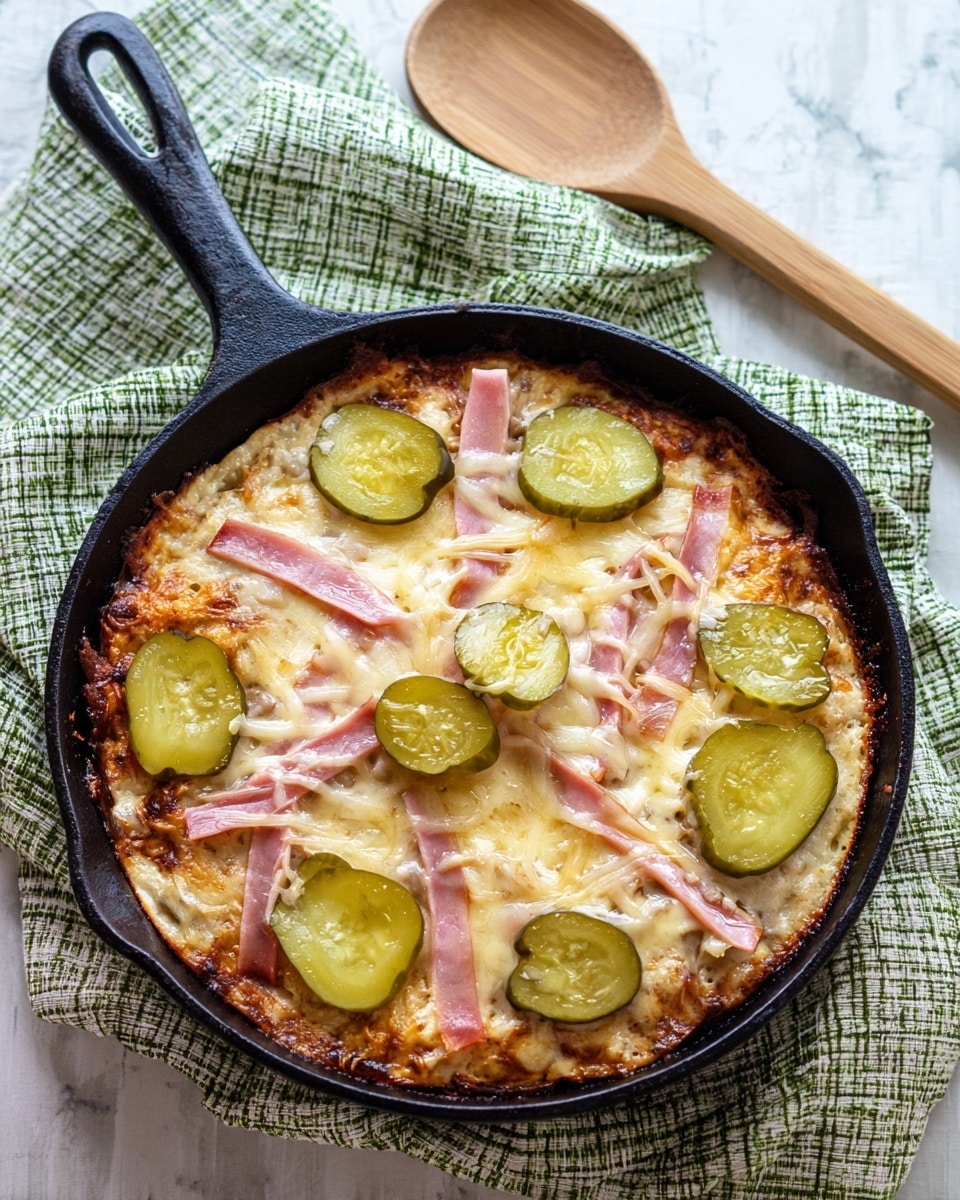 Cuban Casserole with Pulled Pork, Ham, Swiss Cheese, and Dill Pickles Recipe