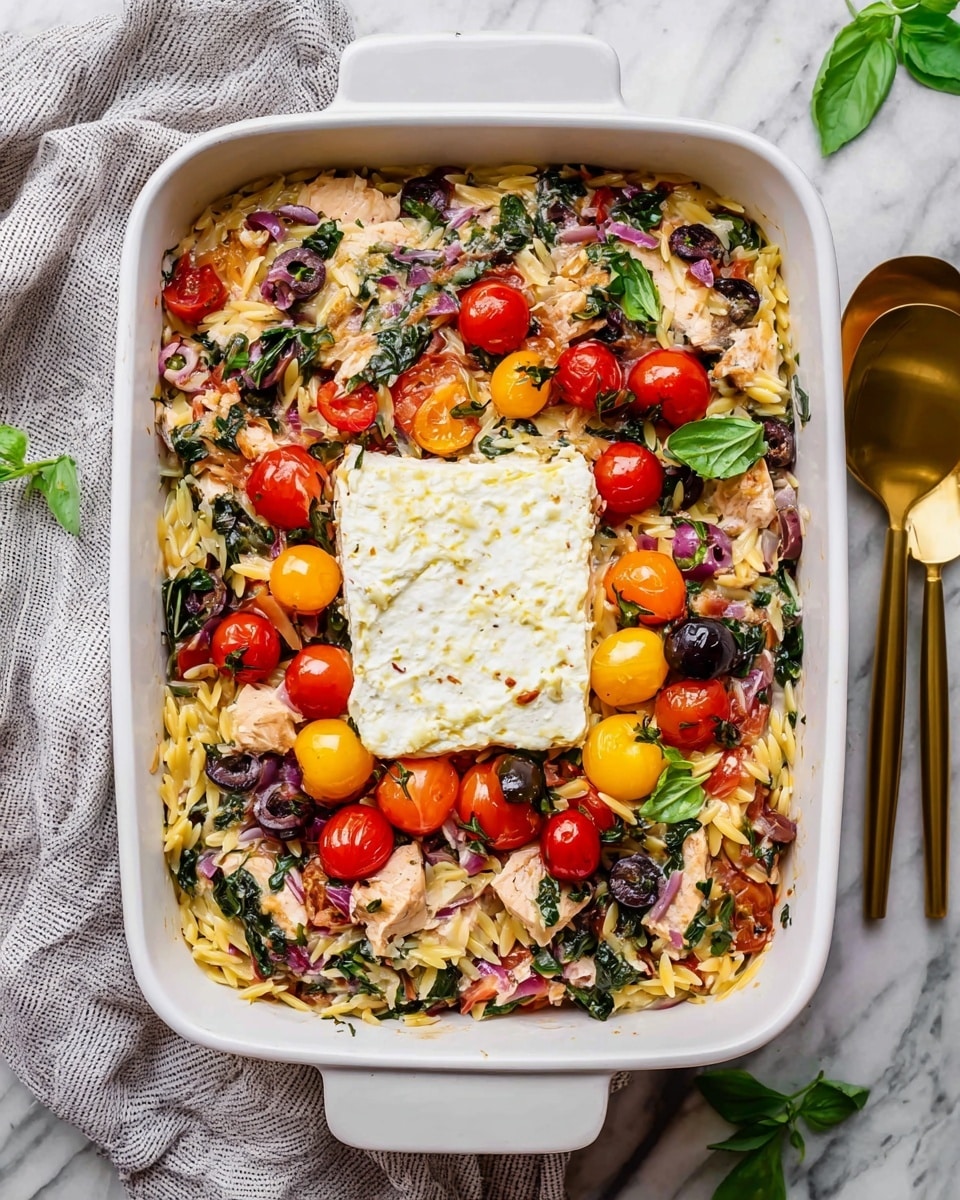 Greek Chicken Orzo Bake Recipe