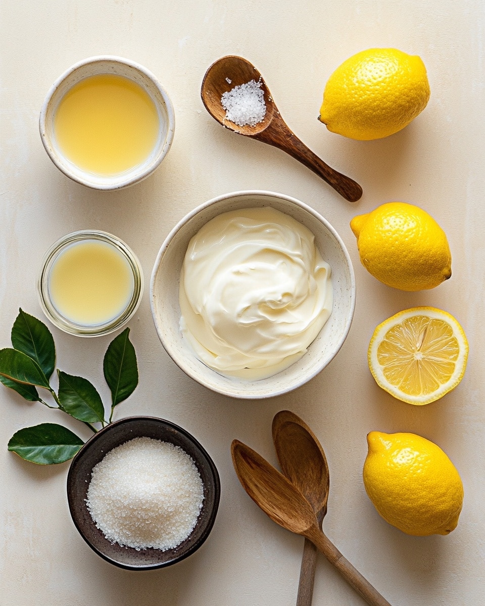 Six small lemon-shaped shells with a smooth yellow outer edge and a caramelized golden-brown top layer are arranged in a circle on a white plate. Each shell has a slightly bumpy texture on the caramelized surface, with varying shades of brown and amber that create a crackled pattern. In the center of the plate, bright green basil leaves add a fresh contrast to the warm tones of the dessert. The plate sits on a white marbled texture, enhancing the brightness of the scene. Photo taken with an iphone --ar 4:5 --v 7