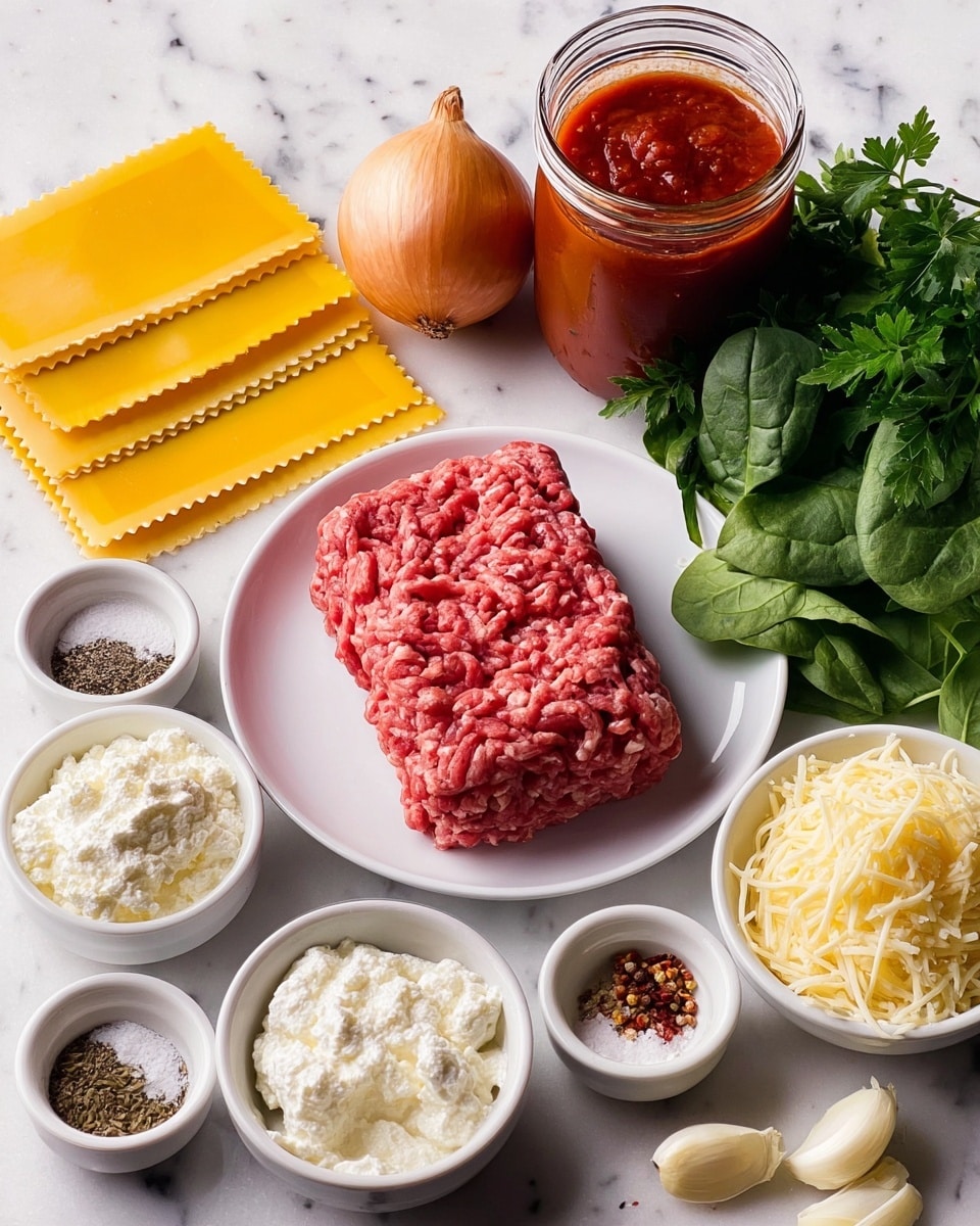 A white bowl filled with thick red tomato soup that has a textured surface with visible herbs and small chunks of meat and pasta. The soup is topped with a dollop of white creamy ricotta cheese, sprinkled with small red chili flakes and fresh green basil leaves. The large pasta pieces are partially submerged, showing smooth and wavy edges. The bowl is set on a white marbled surface with part of a piece of toasted bread on a white plate and a small white bowl of chili flakes nearby. photo taken with an iphone --ar 4:5 --v 7