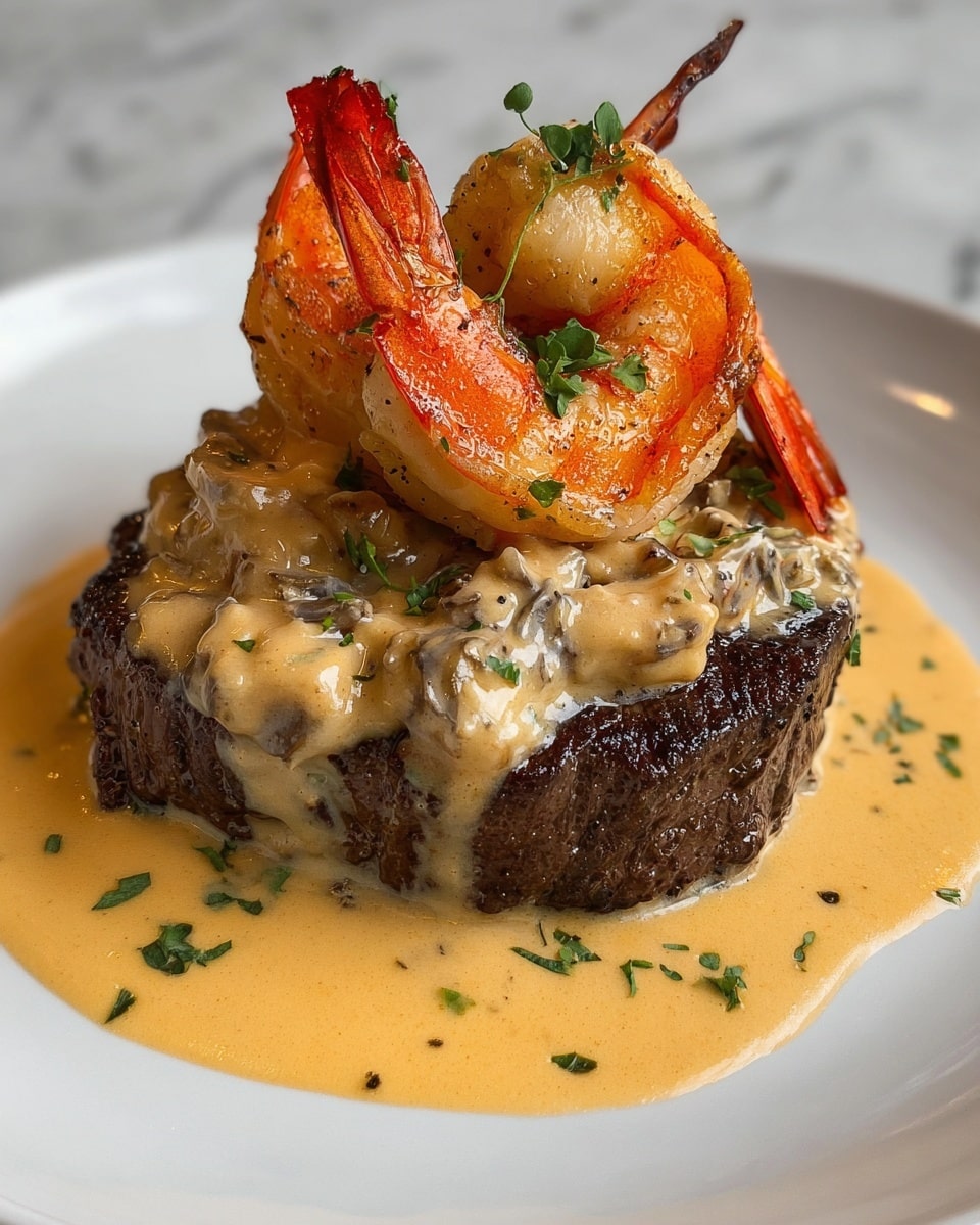 Steak with Shrimp and Lobster Cream Sauce Recipe