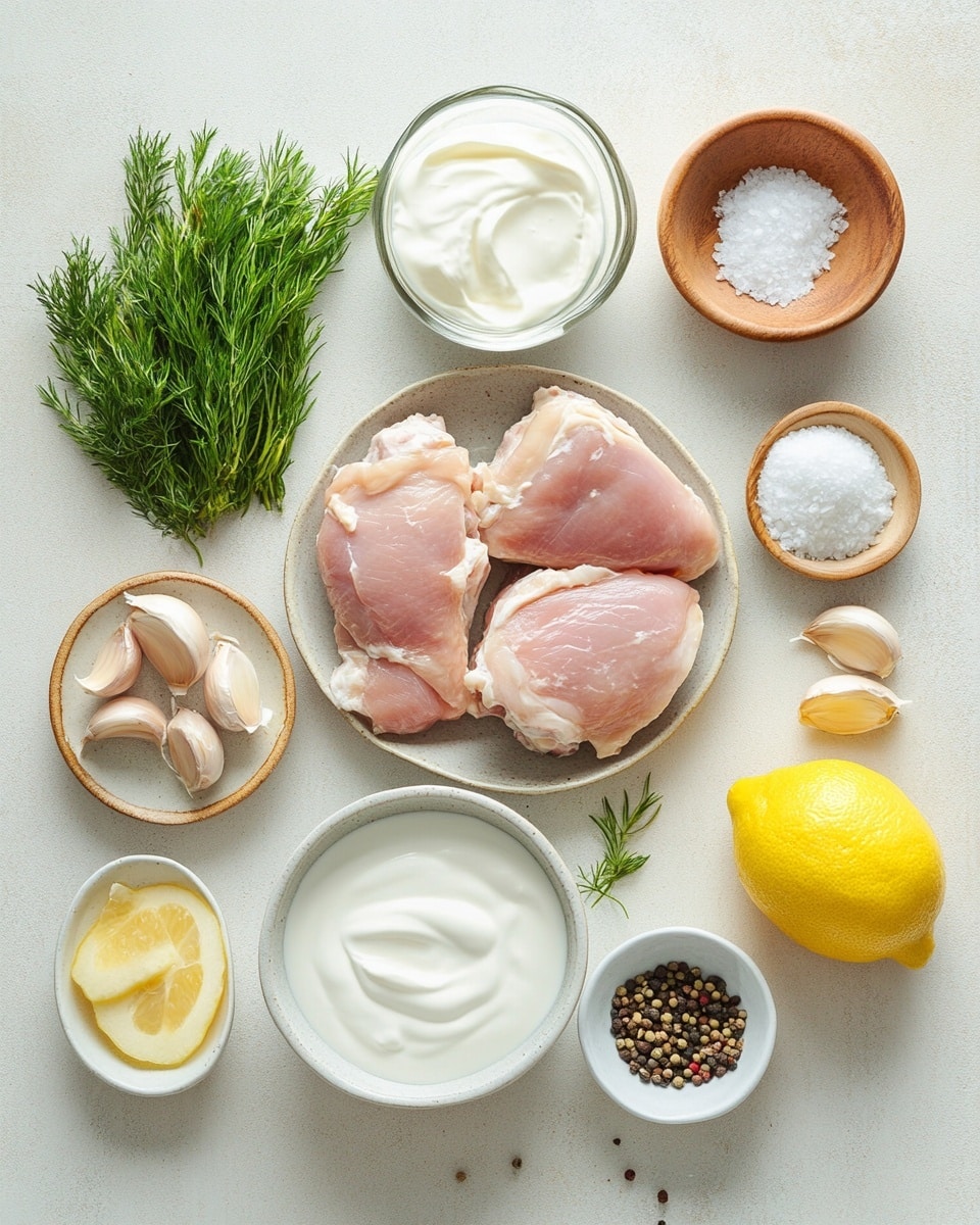 The dish shows a black pan full of cooked chicken pieces with a golden brown crust, layered generously with a thick creamy white sauce that has green herbs mixed throughout. Scattered on and around the chicken are slices of light green pepper, adding a fresh pop of color. The sauce looks smooth and rich, enveloping the chicken and peppers evenly. The pan rests on a white marbled surface, and the image is bright and clear. photo taken with an iphone --ar 4:5 --v 7