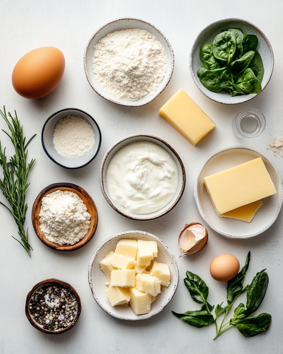 A thick slice of lasagna is shown on a white plate with a white marbled texture background. It has four visible layers starting with a golden, lightly browned top layer of melted cheese with green herb sprinkles. Beneath are alternating layers of creamy white cheese sauce, white lasagna noodles with wavy edges, and colorful vegetable pieces including red and yellow bell peppers and green zucchini. The slice is moist and creamy with visible texture from the cheese mix and herbs. Small green herb bits are scattered on the plate. Photo taken with an iphone --ar 4:5 --v 7
