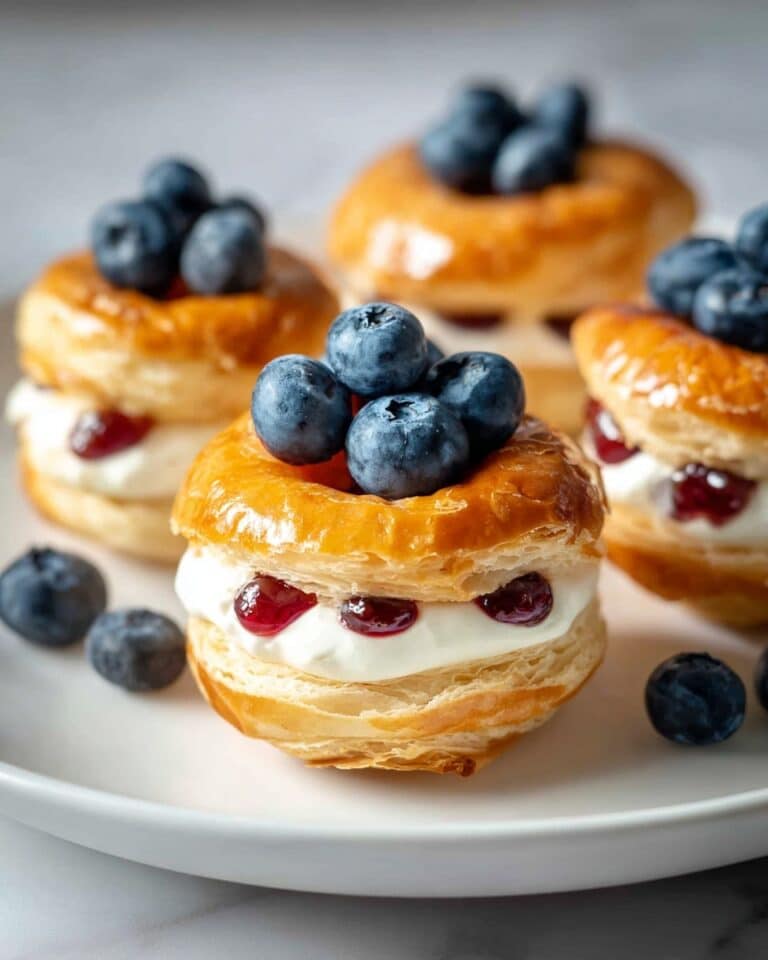 Blueberry Pastry Rings with Vanilla Cream Recipe