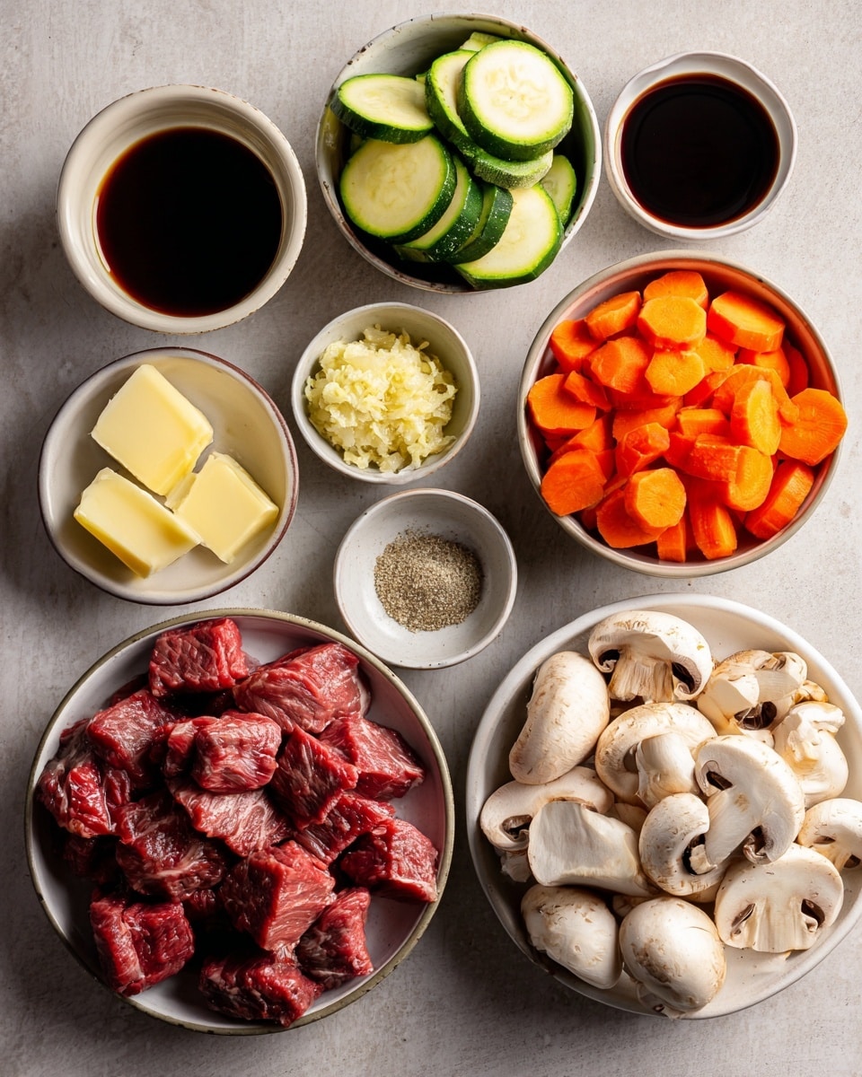 The image shows two white bowls filled with a colorful mix of food placed on a white marbled surface. Each bowl has three main layers: on one side, dark brown grilled meat cubes with sesame seeds and a light creamy sauce drizzled on top, garnished with chopped green herbs. Adjacent to the meat, there are sautéed vegetables including orange carrot slices, green zucchini, and mushrooms with a creamy sauce spread lightly over them. The third layer is a mound of light brown fried rice mixed with small pieces of orange carrots, red peppers, and green herbs. One bowl also has a small round container of creamy orange sauce resting on the fried rice. Light brown wooden chopsticks are placed diagonally across both bowls, and there is a small dish of sesame seeds and a bottle of sauce nearby. The whole setting appears bright and fresh with a clean presentation. Photo taken with an iphone --ar 4:5 --v 7