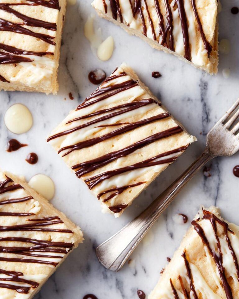 White Chocolate Brownies with Chocolate Drizzle Recipe