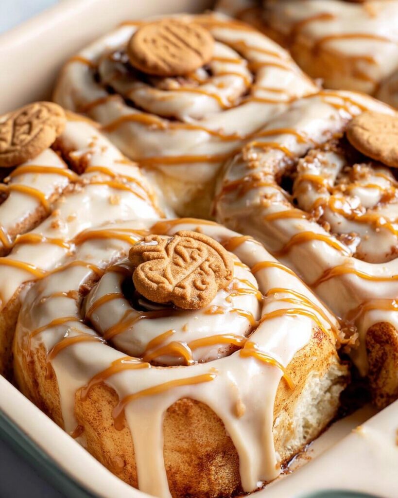 Fluffy Biscoff Cinnamon Rolls with Cookie Butter Cream Cheese Frosting Recipe
