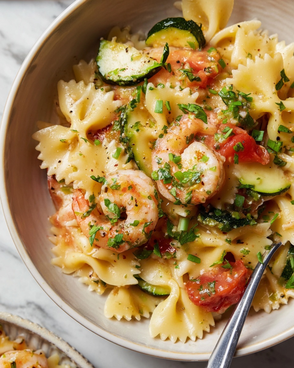Shrimp and Zucchini Pasta in Light Tomato Sauce Recipe