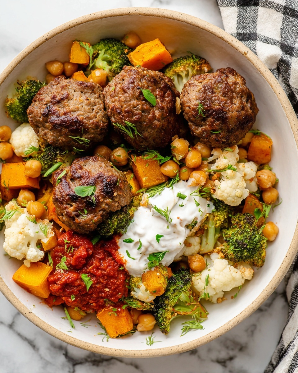 Sheet Pan Meatballs with Chickpeas, Cauliflower, and Butternut Squash Recipe