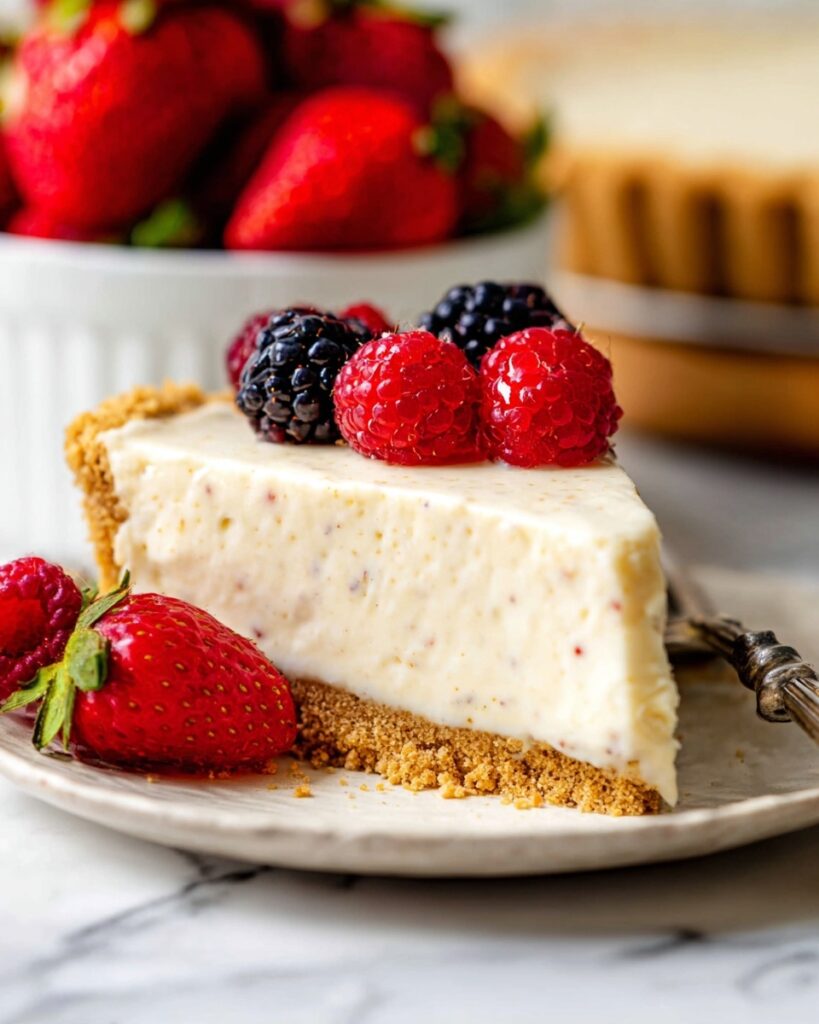 No Bake Cheesecake with Fresh Strawberry Topping and Graham Crumble Recipe
