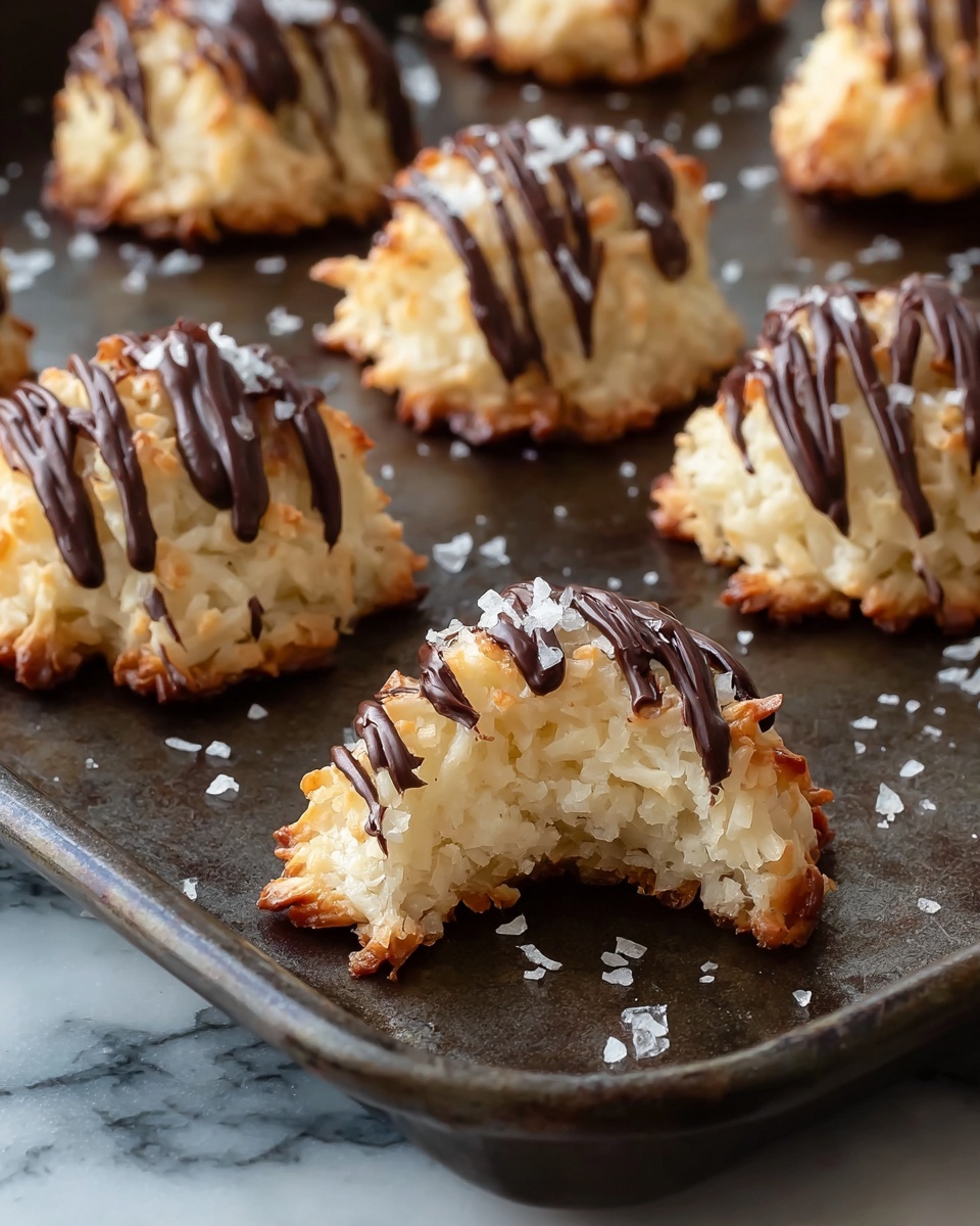 Chocolate Coconut Macaroons with Melted Chocolate Drizzle Recipe