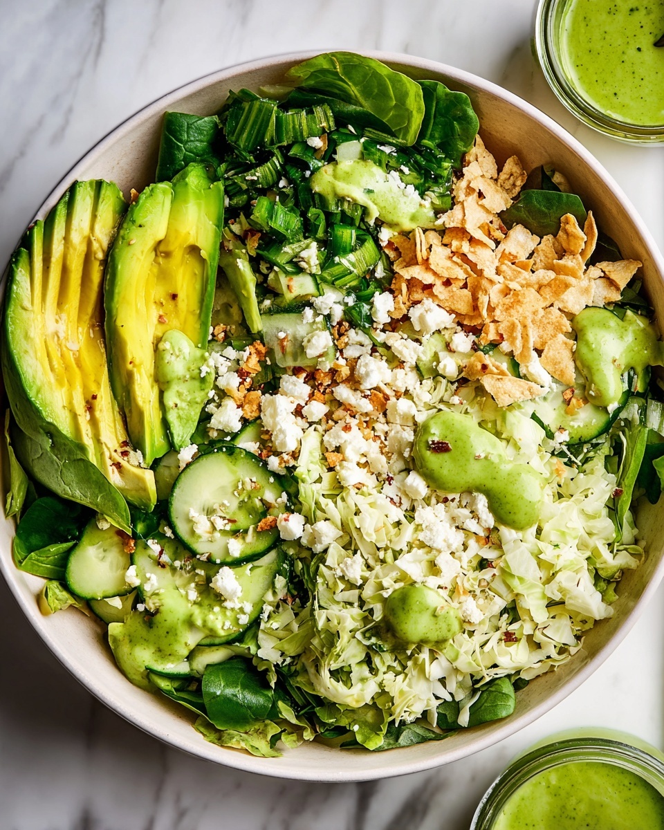 Green Goddess Salad with Fresh Herbs, Avocado, and Crispy Salt & Vinegar Chips Recipe