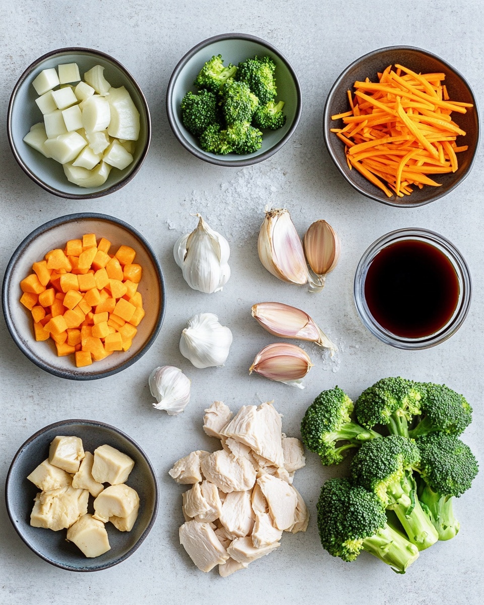 A white bowl holds three layers: the bottom layer is white steamed rice, the middle layer is a mix of bright green broccoli pieces and orange carrot strips, and the top layer is brown cooked ground meat with a shiny sauce, sprinkled with light tan sesame seeds and chopped green onions. The bowl sits on a white marbled surface, with a soft black and white striped cloth in the background, and dark brown chopsticks lay nearby. photo taken with an iphone --ar 4:5 --v 7