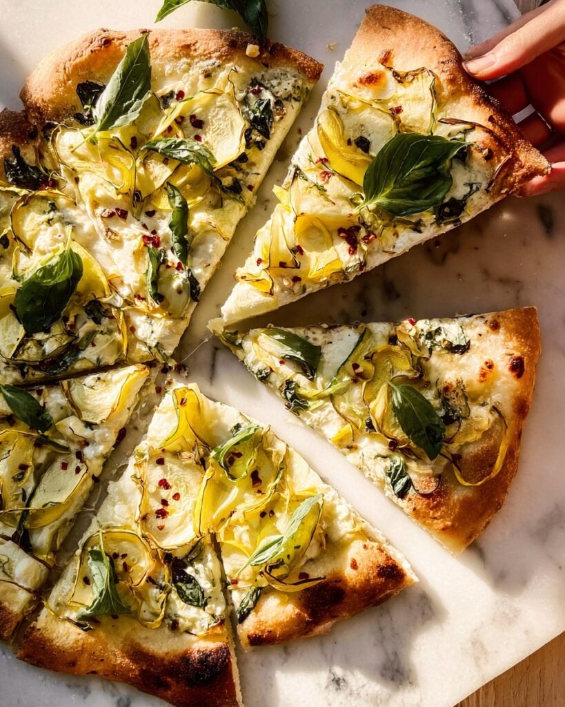 Green Pesto Vegetable Pizza with Broccoli, Artichokes, and Feta Recipe