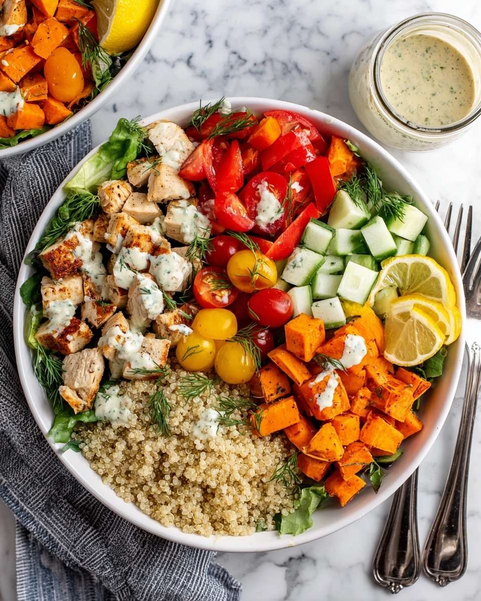 High Protein Mediterranean Lemon-Dill Chicken Bowls Recipe