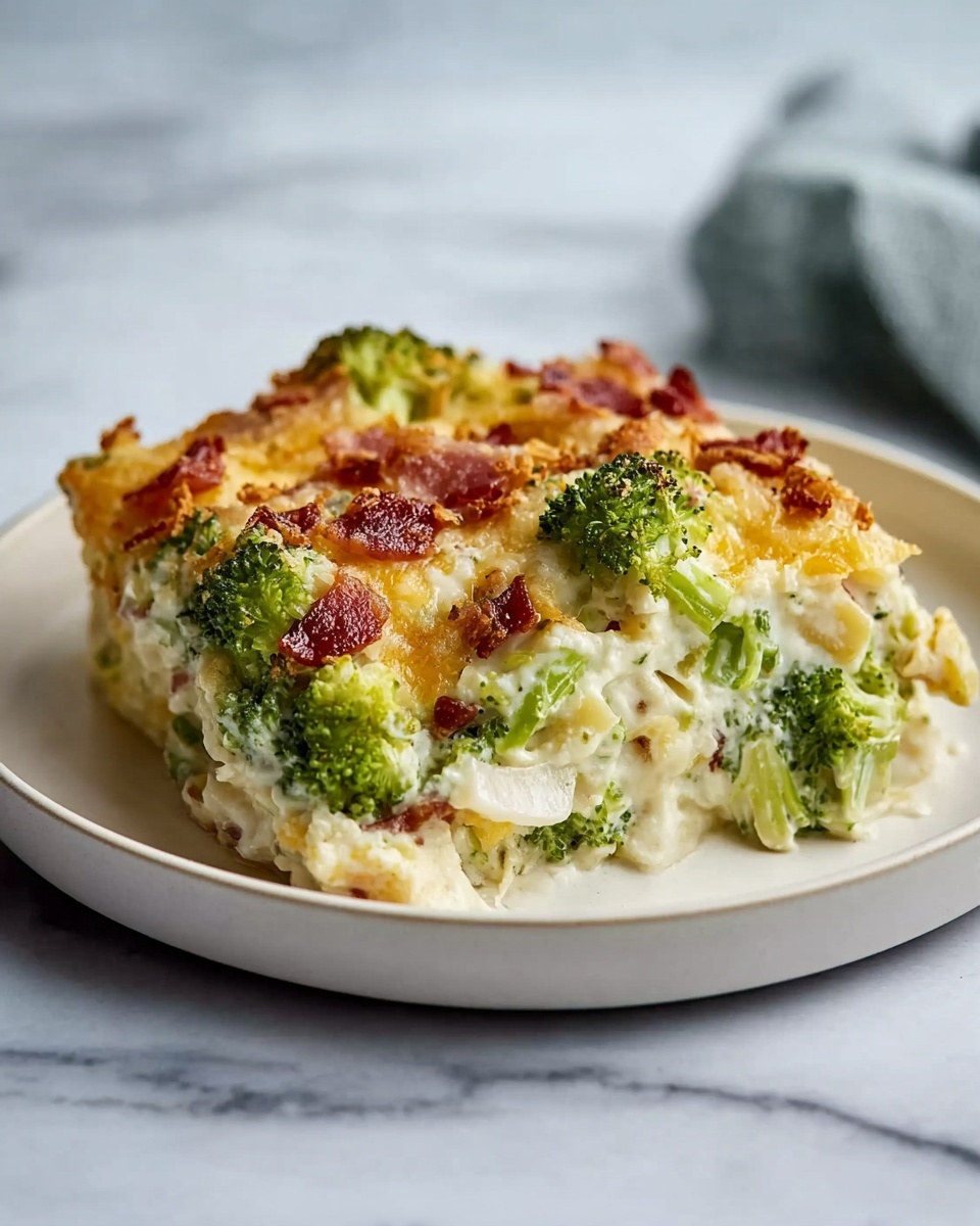 Creamy Low Carb Chicken Casserole with Broccoli and Bacon Recipe
