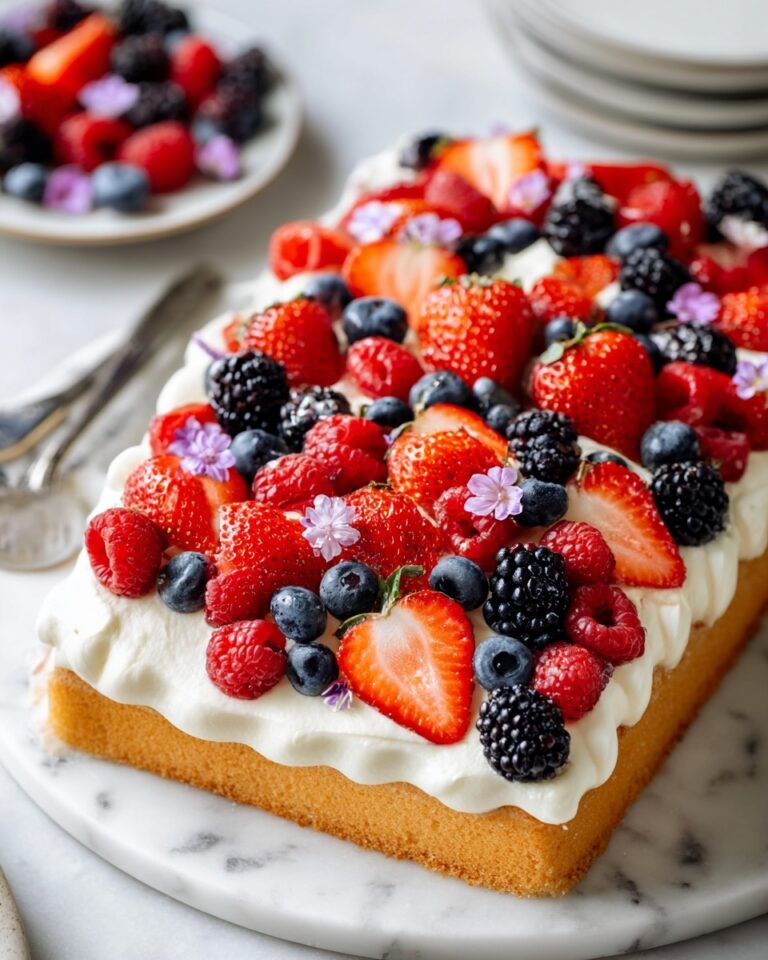 Mixed Berry Sheet Cake with Mascarpone Cream Recipe