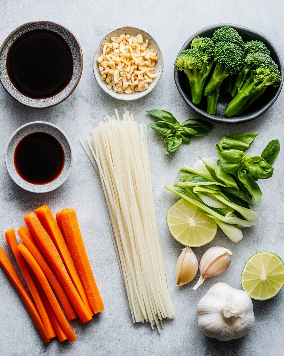 A close-up view of a black pan filled with three layers of stir-fried wide flat noodles in different shades of brown, mixed with orange carrot strips, green broccoli florets, dark green leafy vegetables, and golden brown cooked chicken pieces spread evenly throughout. The pan has a honeycomb-textured interior with a silver rim, resting on a white marbled surface with a grey cloth partially visible. photo taken with an iphone --ar 4:5 --v 7