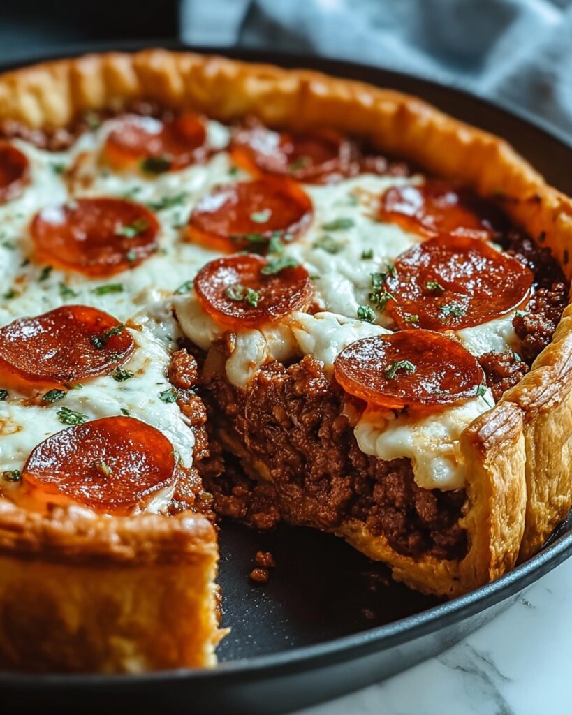 Savory Hamburger Sausage & Pepperoni Pie for Comfort Cravings Recipe