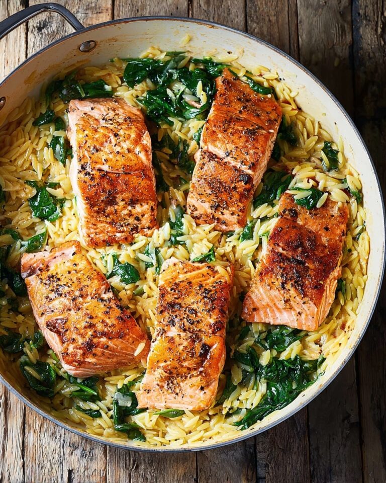 One Skillet Lemon Salmon with Orzo Recipe